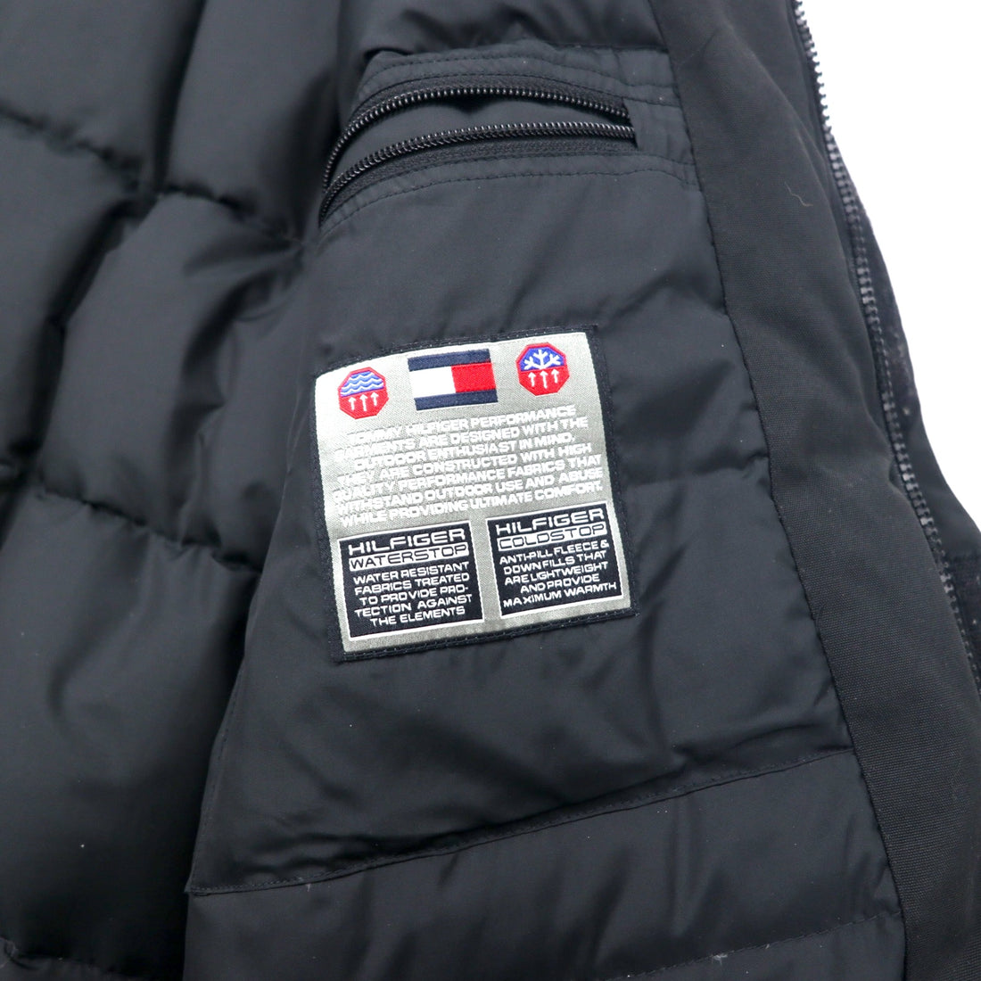 TOMMY HILFIGER 00's Down Jacket M Black Nylon Hood Detachable