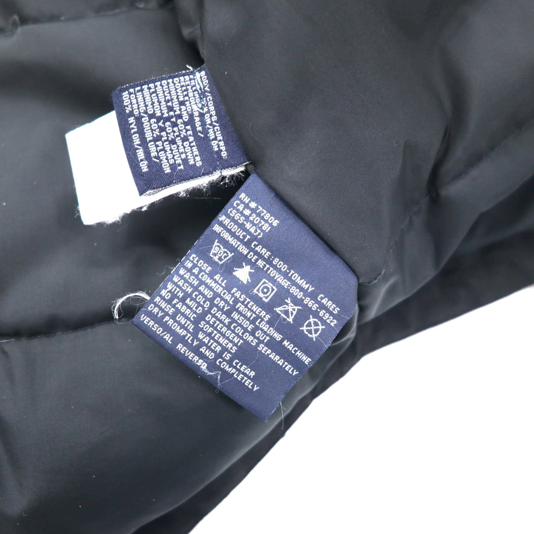 TOMMY HILFIGER 00's Down Jacket M Black Nylon Hood Detachable