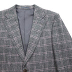 BURBERRY Cashmere Blend 2B Tweed Jacket, Size M, Gray Check, Wool, Made in Japan