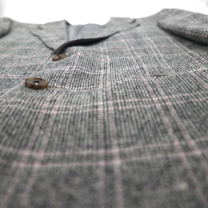 BURBERRY カシミヤ混 2B ツイードジャケット M グレー チェック ウール 羊毛 日本製