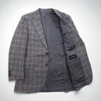 BURBERRY Cashmere Blend 2B Tweed Jacket, Size M, Gray Check, Wool, Made in Japan