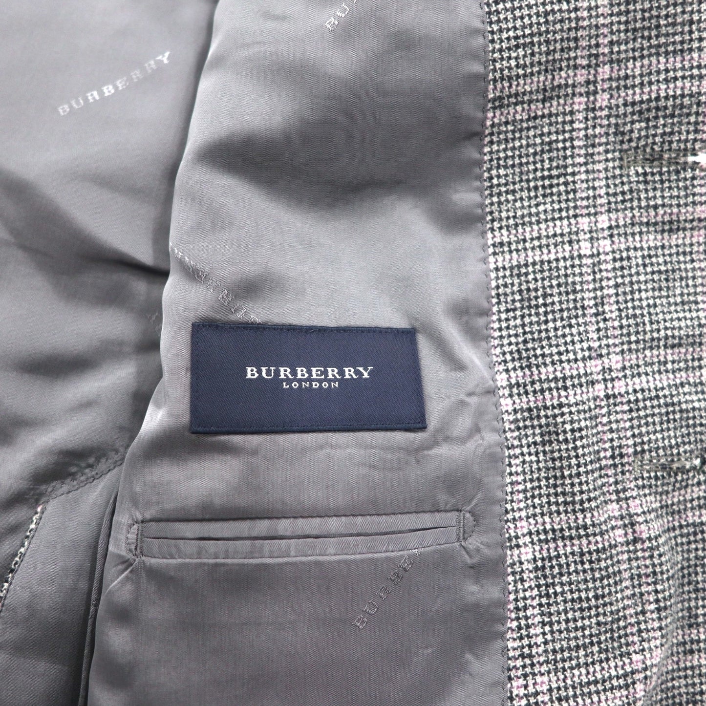 BURBERRY カシミヤ混 2B ツイードジャケット M グレー チェック ウール 羊毛 日本製