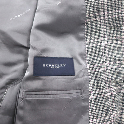 BURBERRY カシミヤ混 2B ツイードジャケット M グレー チェック ウール 羊毛 日本製