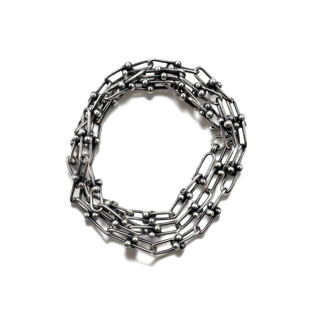 Vintage Silver Chain Necklace, Vintage Link Chain, 2-Way Necklace/3-Row Bracelet, Silver 925