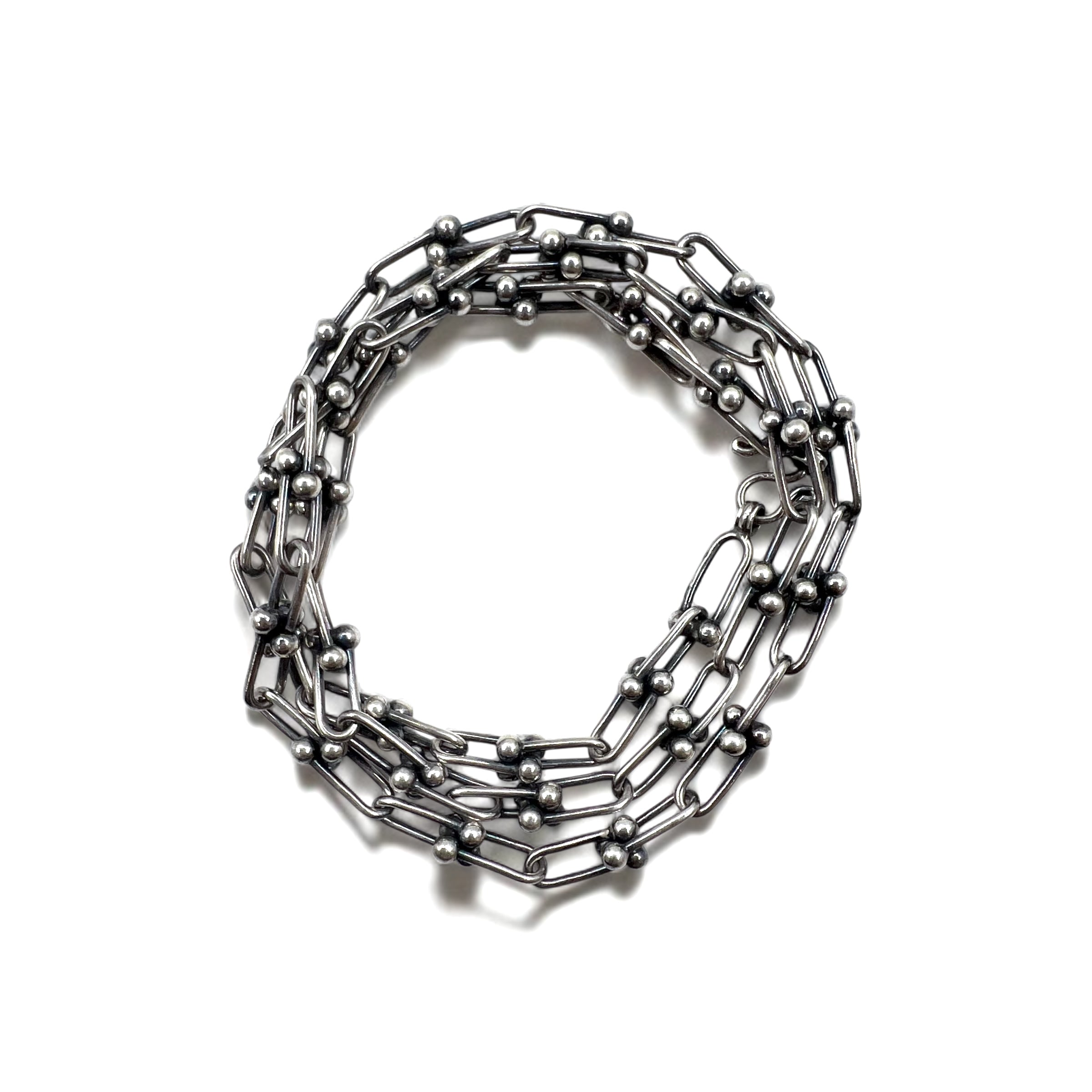 Vintage Silver Chain Necklace, Vintage Link Chain, 2-Way Necklace/3-Row Bracelet, Silver 925