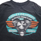 HARLEY DAVIDSON 90年代 ヴィンテージ 両面プリント Tシャツ XL ブラック シングルステッチ 1995年製 MILWAUKEE ENGINE PLANT TOUR