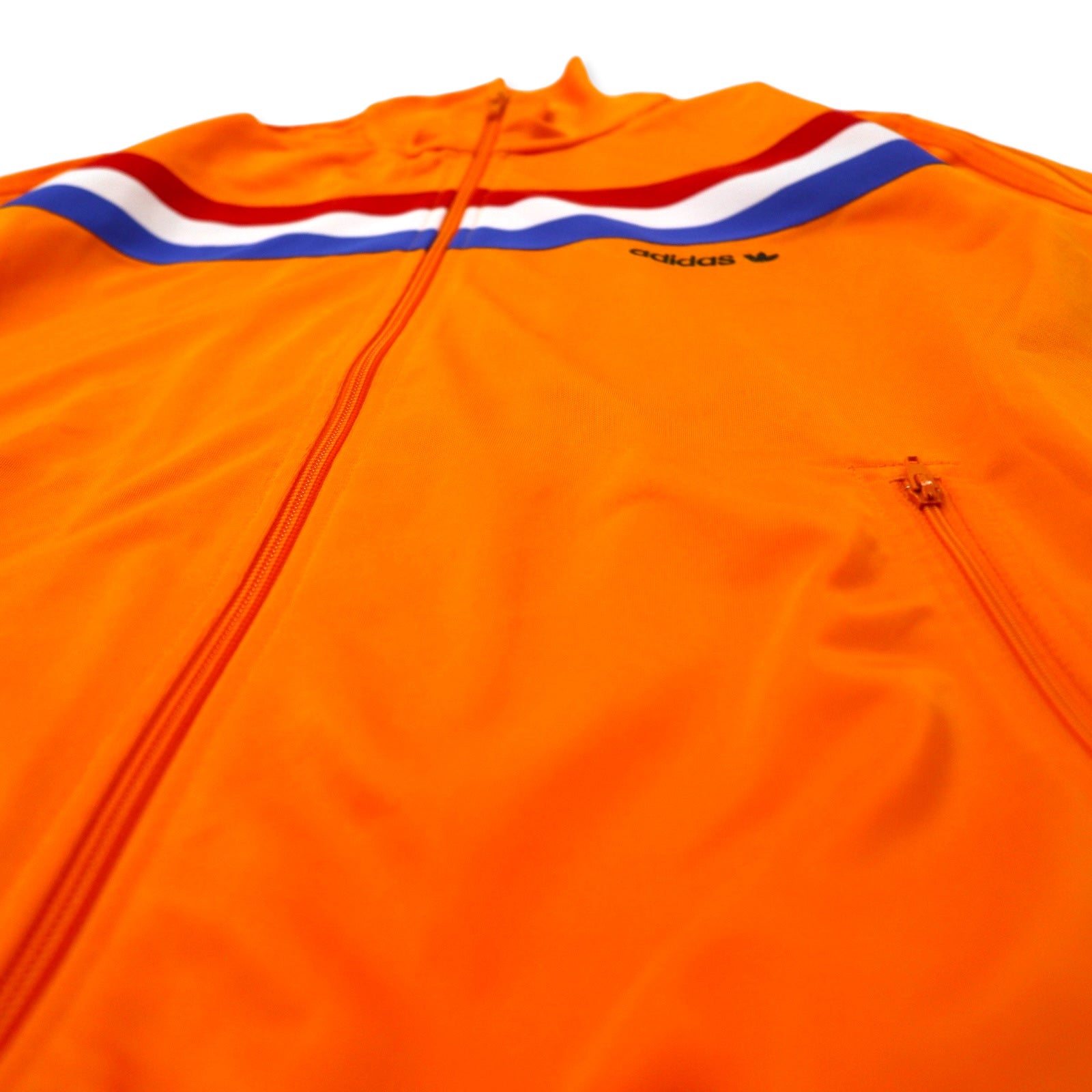 adidas originals トラックジャケット ジャージ O オレンジ ポリエステル トリコロール 3ストライプ トレフォイルロゴ 刺繍 1988 オランダ代表モデル