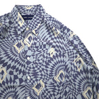 Vintage 90s Japan Made Retro Shirt LAMA LUCENTE 90s All-over Print Poly Shirt FREE Blue Geometric Print Polyester Made in Japan