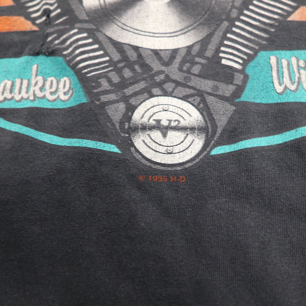 HARLEY DAVIDSON 90年代 ヴィンテージ 両面プリント Tシャツ XL ブラック シングルステッチ 1995年製 MILWAUKEE ENGINE PLANT TOUR