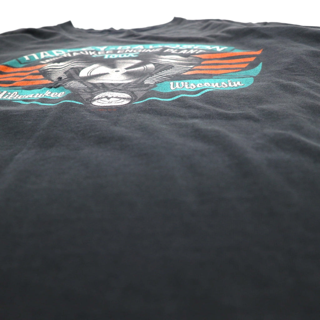 HARLEY DAVIDSON 90年代 ヴィンテージ 両面プリント Tシャツ XL ブラック シングルステッチ 1995年製 MILWAUKEE ENGINE PLANT TOUR