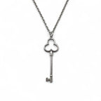 TIFFANY &amp; CO. Trefoil Clover Key Necklace in 925 Silver with Chain Pendant