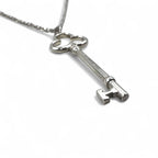 TIFFANY &amp; CO. Trefoil Clover Key Necklace in 925 Silver with Chain Pendant