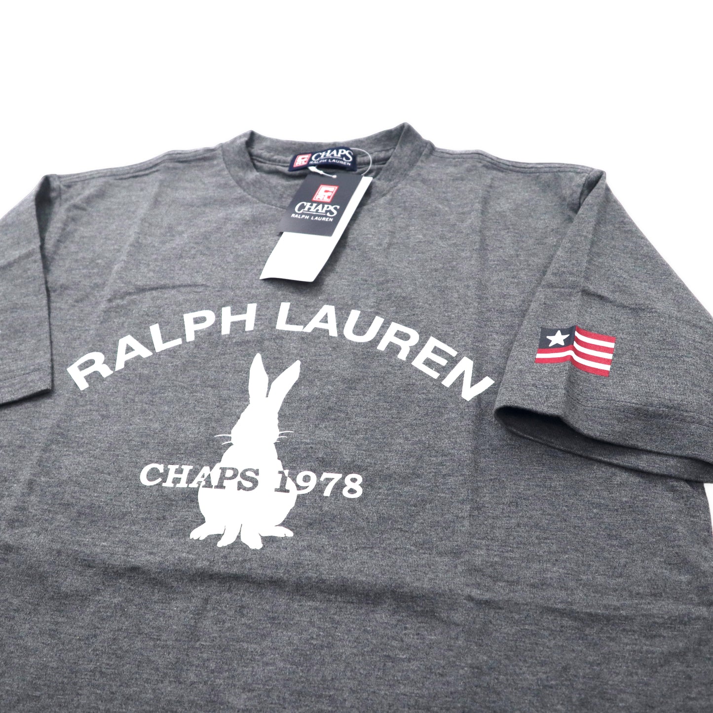 CHAPS RALPH LAUREN プリント Tシャツ M グレー コットン 未使用品