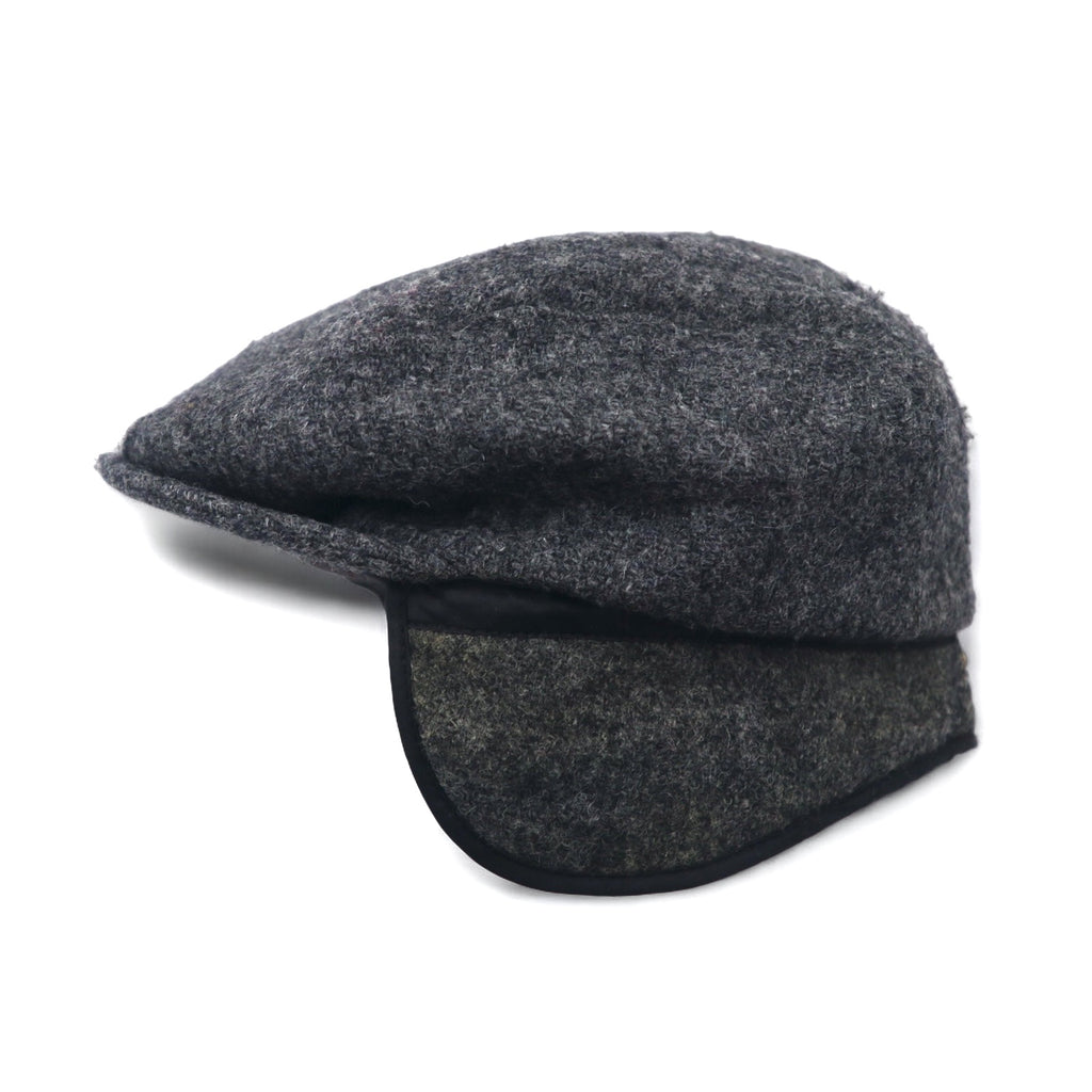 Eddie Bauer x Harris Tweed 90s Earflap Tweed Hunting Cap, Medium, Grey, Thinsulate Quilted Liner, Earmuffs