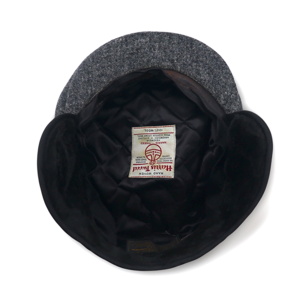 Eddie Bauer x Harris Tweed 90s Earflap Tweed Hunting Cap, Medium, Grey, Thinsulate Quilted Liner, Earmuffs