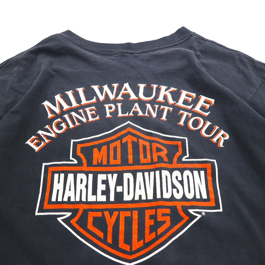 HARLEY DAVIDSON 90年代 ヴィンテージ 両面プリント Tシャツ XL ブラック シングルステッチ 1995年製 MILWAUKEE ENGINE PLANT TOUR