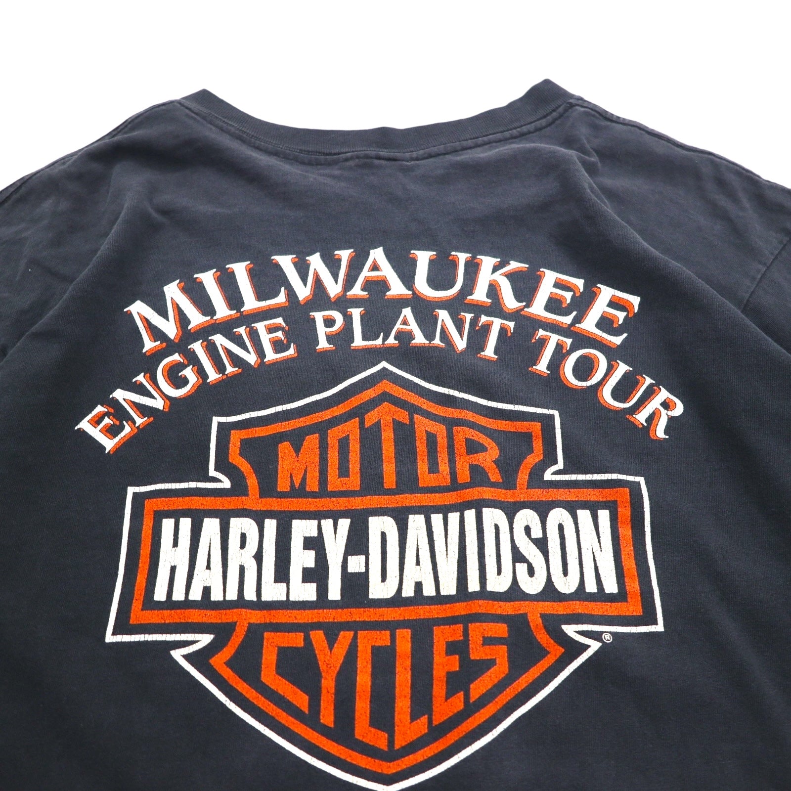 HARLEY DAVIDSON 90年代 ヴィンテージ 両面プリント Tシャツ XL ブラック シングルステッチ 1995年製 MILWAUKEE ENGINE PLANT TOUR