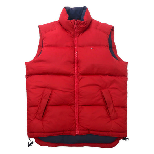 日本然リトテ-古着オンライン-TOMMY HILFIGER ダウンベスト M レッド ナイロン ワンポイントロゴ-TOMMY HILFIGER PUFFER VEST M Red Nylon One Point Logo