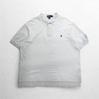 Polo by Ralph Lauren 90s Polo Shirt, 3XL, Big Size, White, Pique, Small Pony Embroidery
