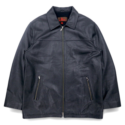 Vintage Leather Riders Jacket DANIER シングル ライダースジャケット L ブラック シボ革 ダブルジップ