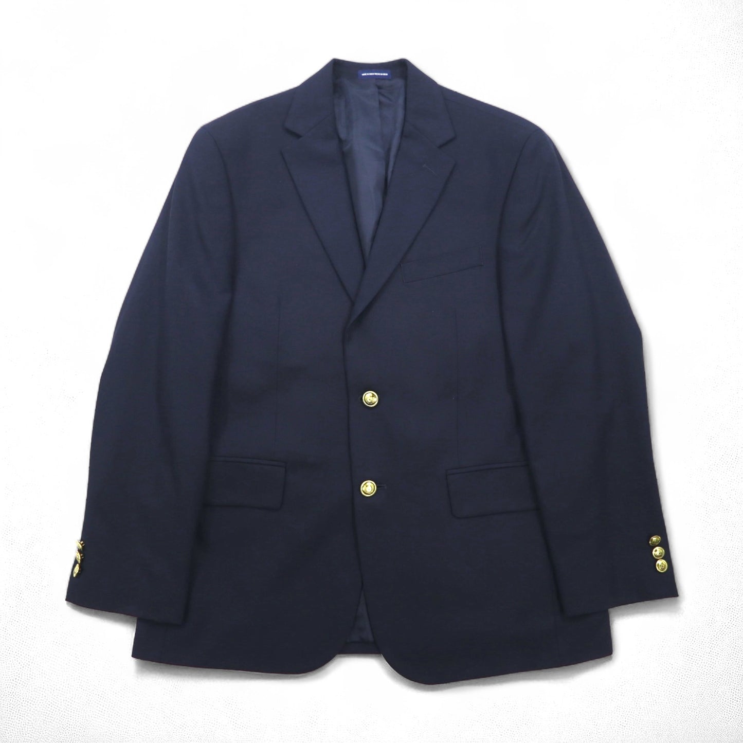 Stafford Navy Blazer, 2B, Tailored Jacket, Size M, Navy, Polyester, Wool, Gold Buttons
