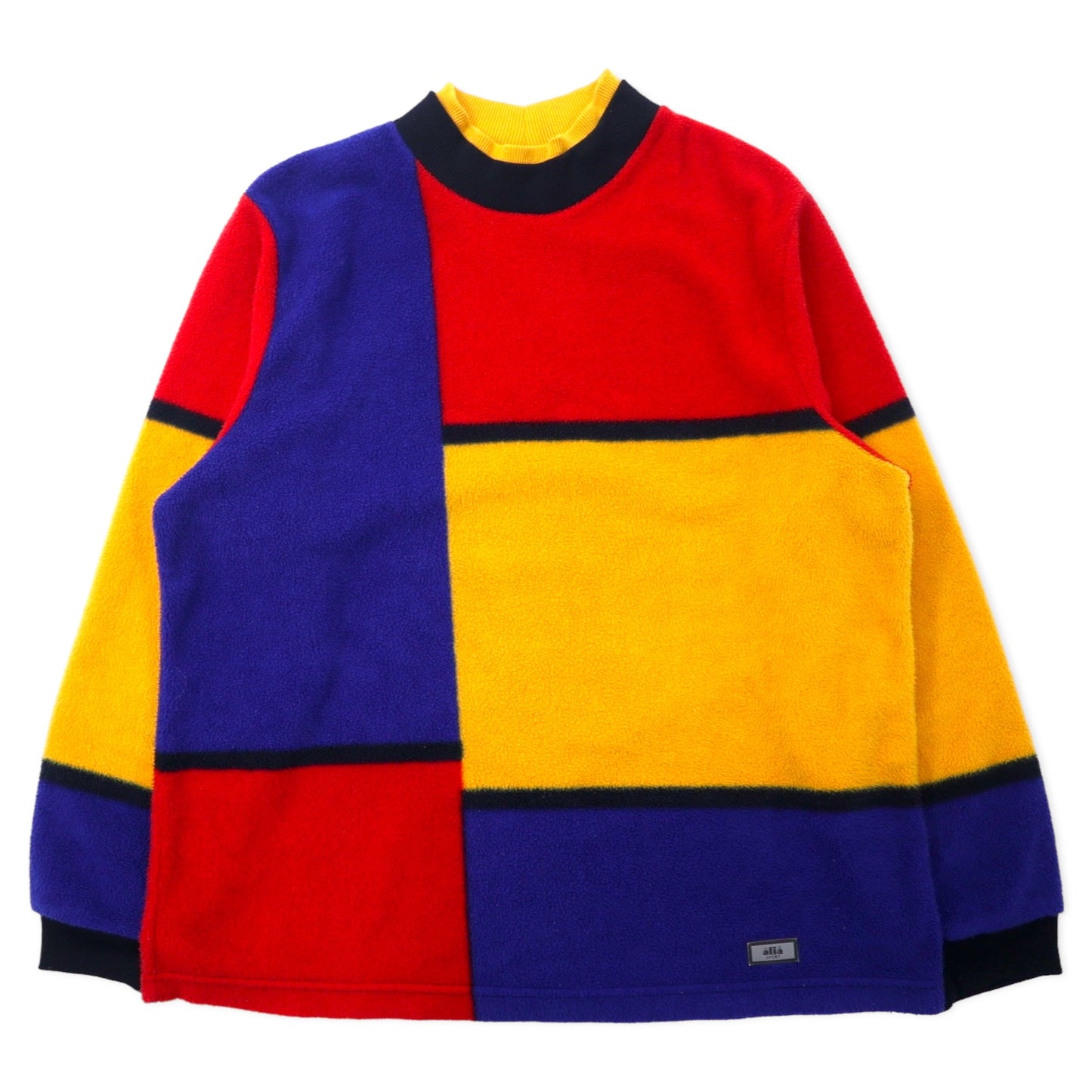 日本然リトテ-古着オンライン-alia SPORT 90年代 ビッグサイズ カラーブロック フリース プルオーバー M マルチカラー ポリエステル クレイジーパターン-ALIA SPORT 90's Big Size COLLAR Block FLEECE Pullover M Multi Color Polyester Crazy Pattern