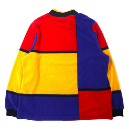 alia SPORT 90's Big Size Color Block Fleece Pullover M Multicolor Polyester Crazy Pattern