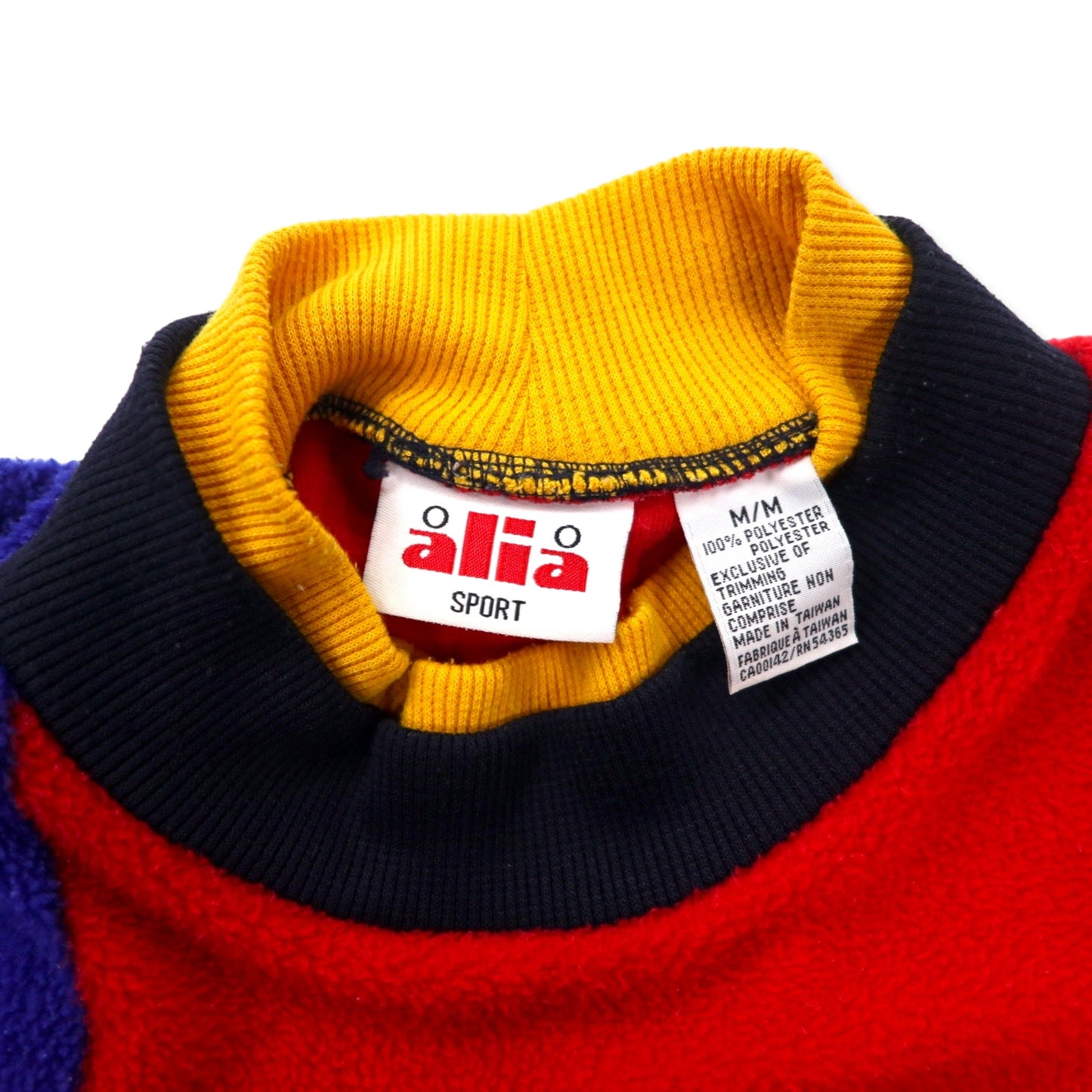 alia SPORT 90's Big Size Color Block Fleece Pullover M Multicolor Polyester Crazy Pattern