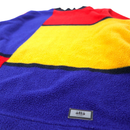 alia SPORT 90's Big Size Color Block Fleece Pullover M Multicolor Polyester Crazy Pattern