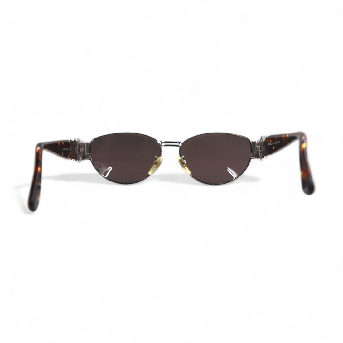 FENDI Vintage Boston Sunglasses Metal Frame Tortoiseshell SL7033 Made in Italy