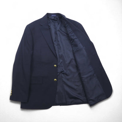 Stafford Navy Blazer, 2B, Tailored Jacket, Size M, Navy, Polyester, Wool, Gold Buttons