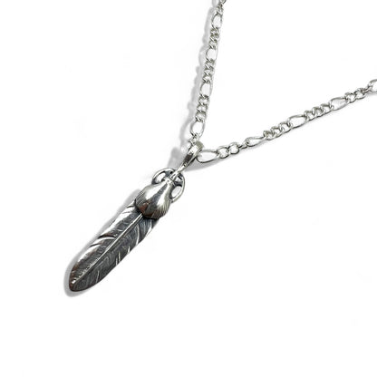 Vintage Silver Feather Necklace Heart Wheel Feather Necklace Silver 925