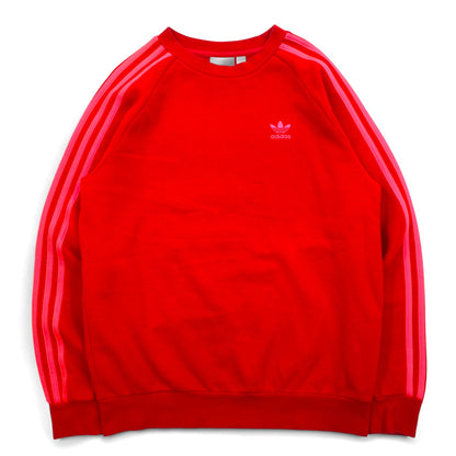 adidas originals 3ストライプ クルー スウェット M レッド 裏起毛 トレフォイルロゴ EJ9693