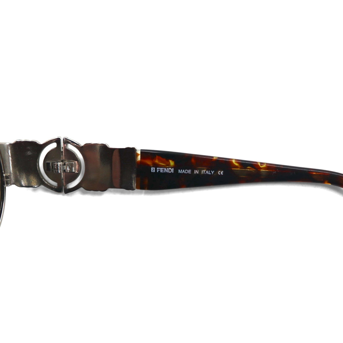 FENDI Vintage Boston Sunglasses Metal Frame Tortoiseshell SL7033 Made in Italy