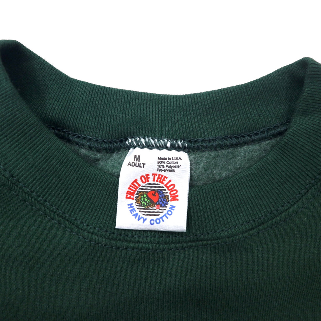 FRUIT OF THE LOOM USA made 90s one point embroidered sweatshirt M green cotton brushed lining BANFF CANADA