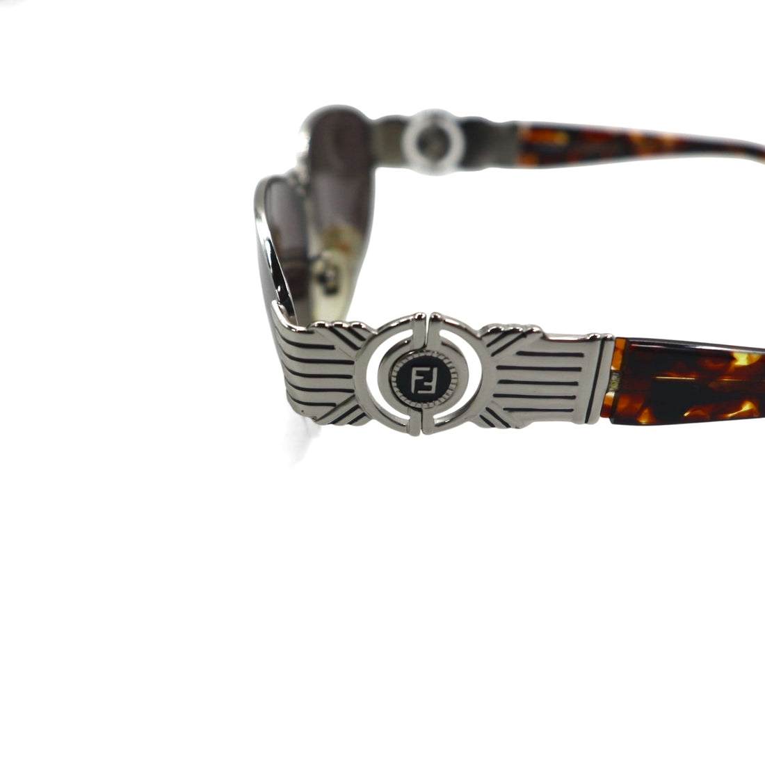 FENDI Vintage Boston Sunglasses Metal Frame Tortoiseshell SL7033 Made in Italy