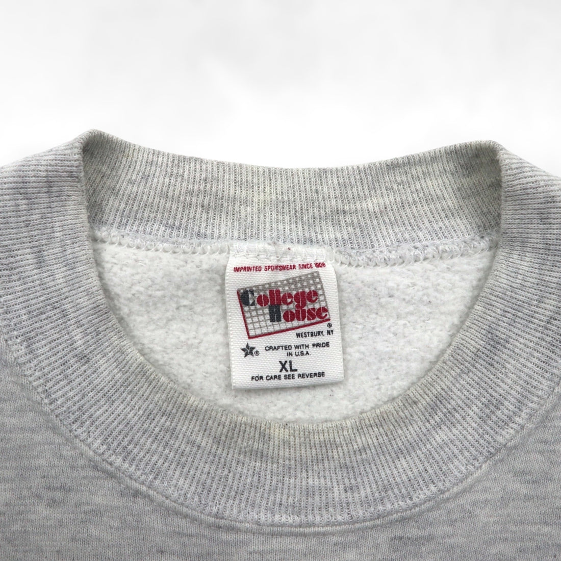 90s USA Vintage Sweatshirt College House Print XL Gray Made in