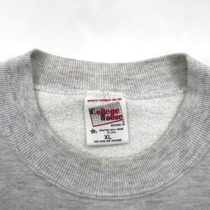 90s USA Vintage Sweatshirt College House カレッジ プリント スウェット トレーナー XL グレー 90年代 USA製
