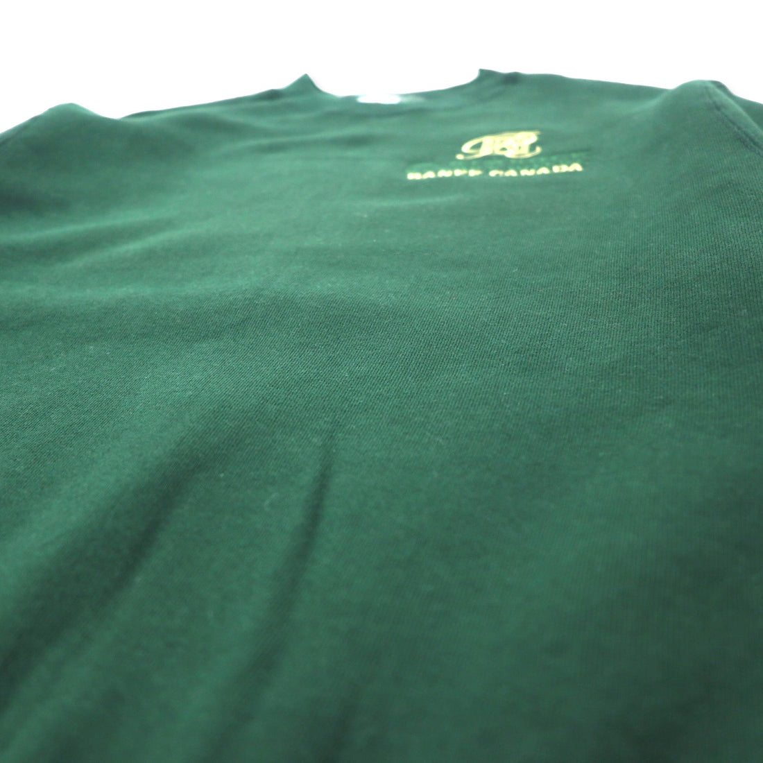 FRUIT OF THE LOOM USA made 90s one point embroidered sweatshirt M green cotton brushed lining BANFF CANADA