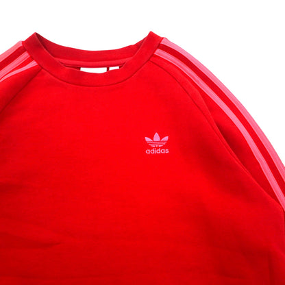 adidas originals 3ストライプ クルー スウェット M レッド 裏起毛 トレフォイルロゴ EJ9693