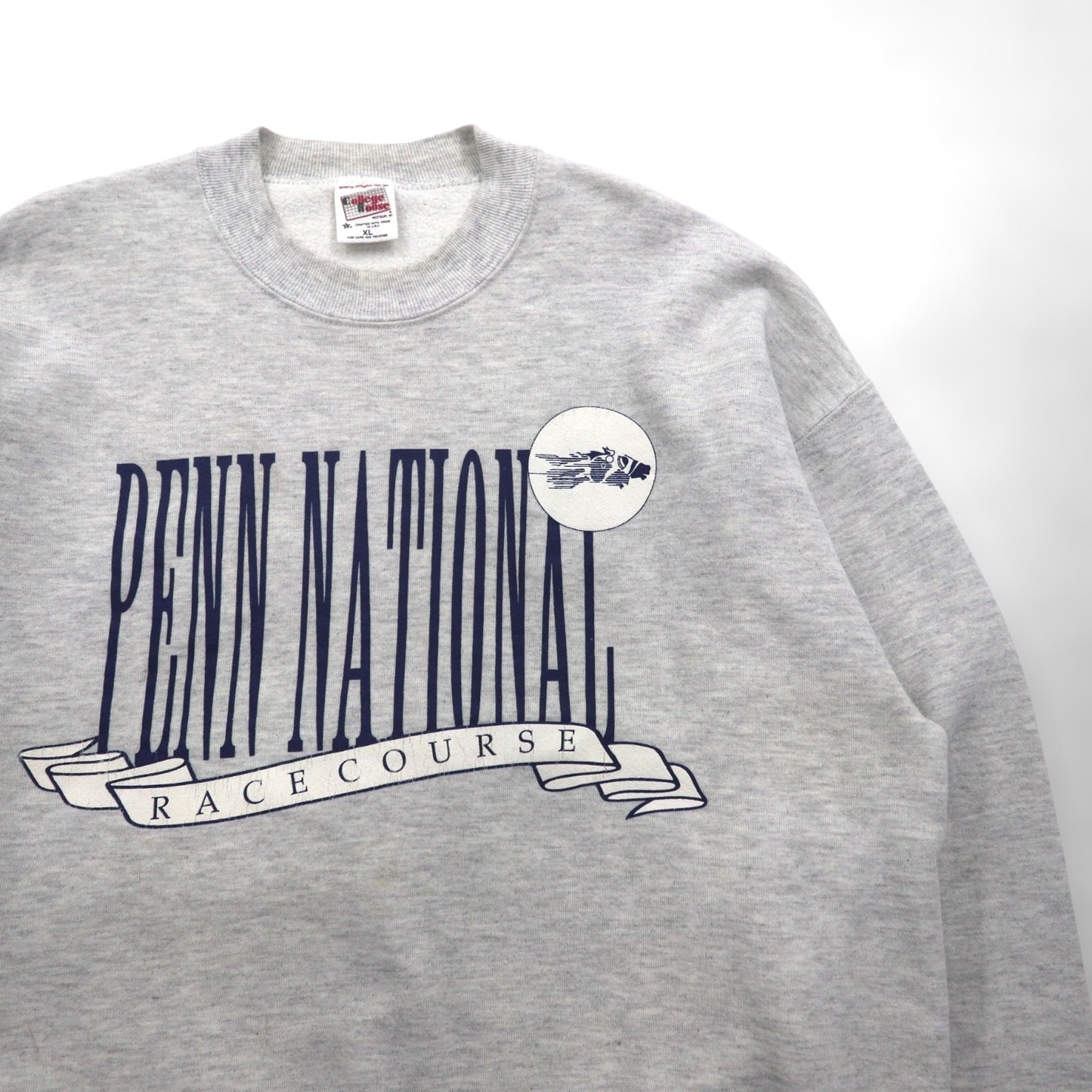 90s USA Vintage Sweatshirt College House カレッジ プリント スウェット トレーナー XL グレー 90年代 USA製