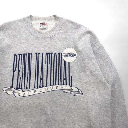 90s USA Vintage Sweatshirt College House カレッジ プリント スウェット トレーナー XL グレー 90年代 USA製