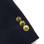 Stafford Navy Blazer, 2B, Tailored Jacket, Size M, Navy, Polyester, Wool, Gold Buttons