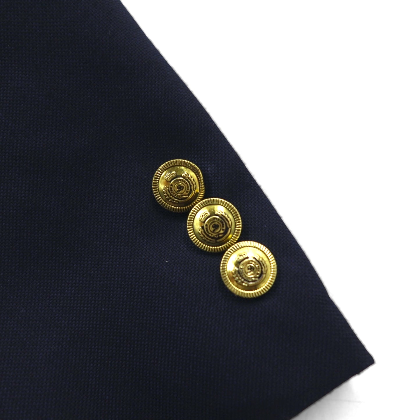 Stafford Navy Blazer, 2B, Tailored Jacket, Size M, Navy, Polyester, Wool, Gold Buttons