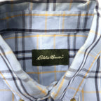 Eddie Bauer ボタンダウンシャツ L ブルー チェック コットン