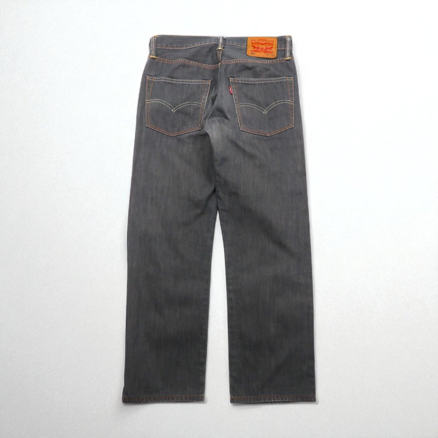 Levi's 502 Denim Jeans, Size M, Gray Cotton with Leather Patches, 00502-0368