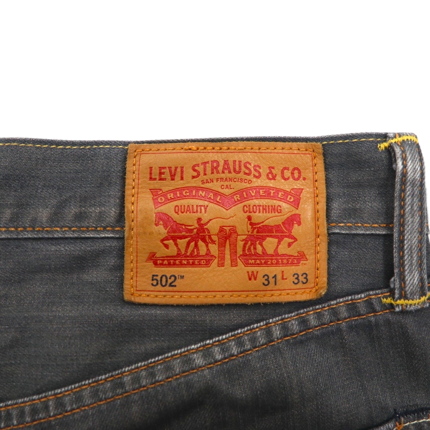 Levi's 502 Denim Jeans, Size M, Gray Cotton with Leather Patches, 00502-0368