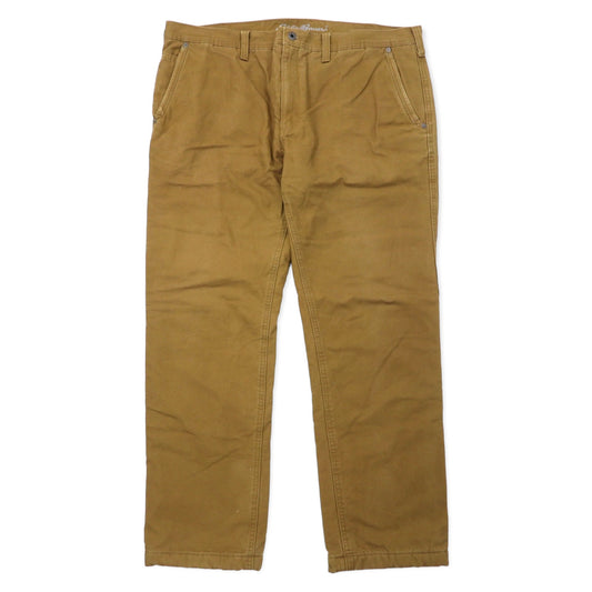 日本然リトテ-古着オンライン-Eddie Bauer ダック ワークパンツ 40 ベージュ コットン フリースライナー-Eddie Bauer Duck Work Pants 40 Beige Cotton Fleece Liner