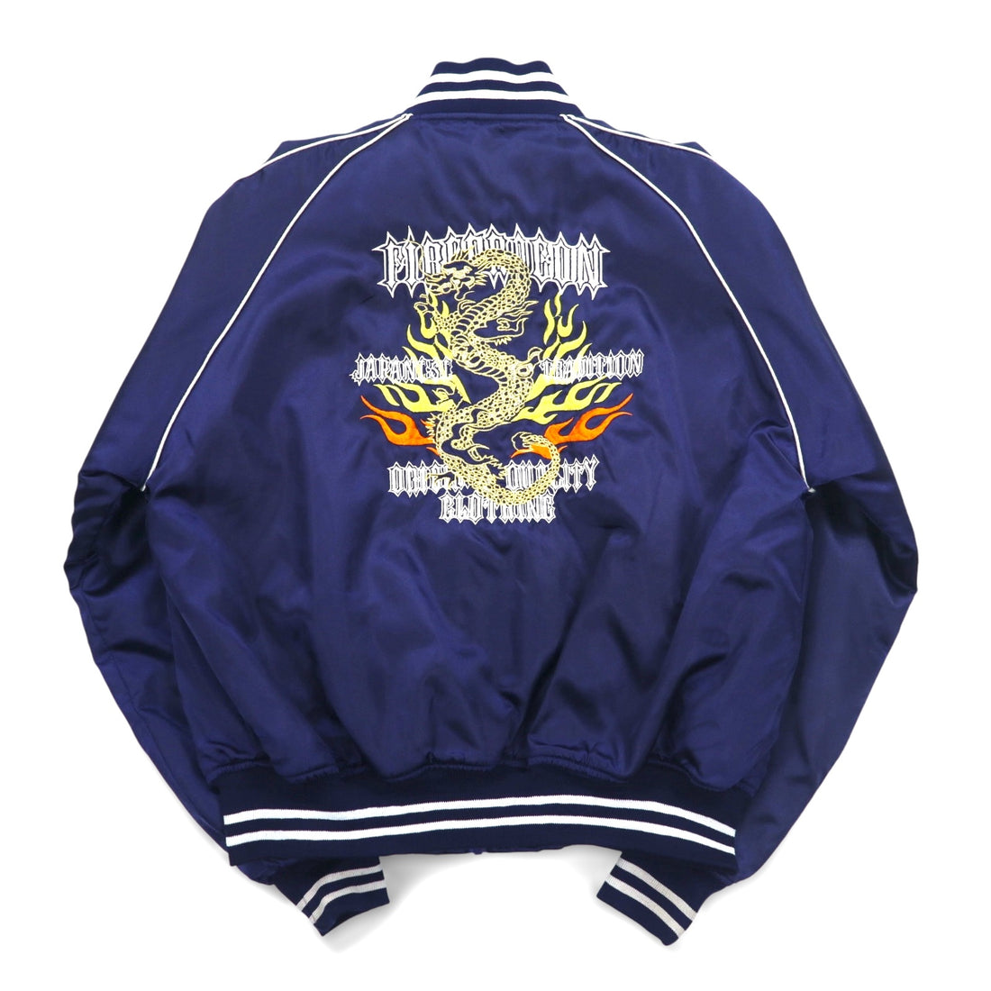 Japan Vintage 90s Souvenir Jacket BUGLE CLUB Sukajan M Navy Dragon Embroidery