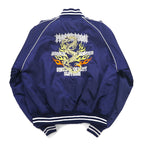 Japan Vintage 90s Souvenir Jacket BUGLE CLUB Sukajan M Navy Dragon Embroidery